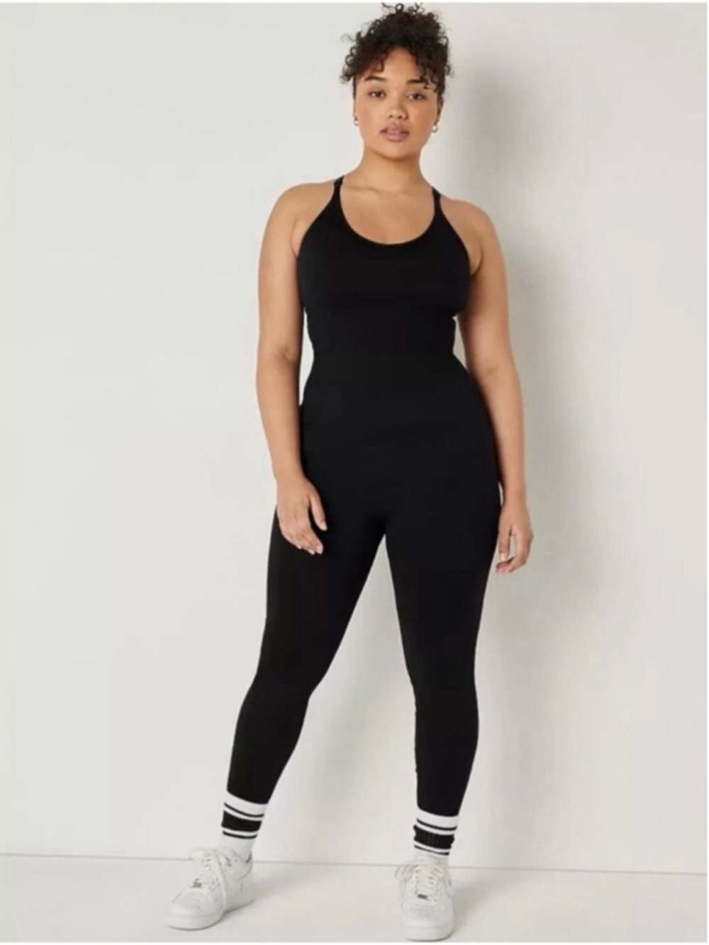 Victoria's Secret Pink Seamless Workout Onesie Small Black Bodysuit Jumpsuit